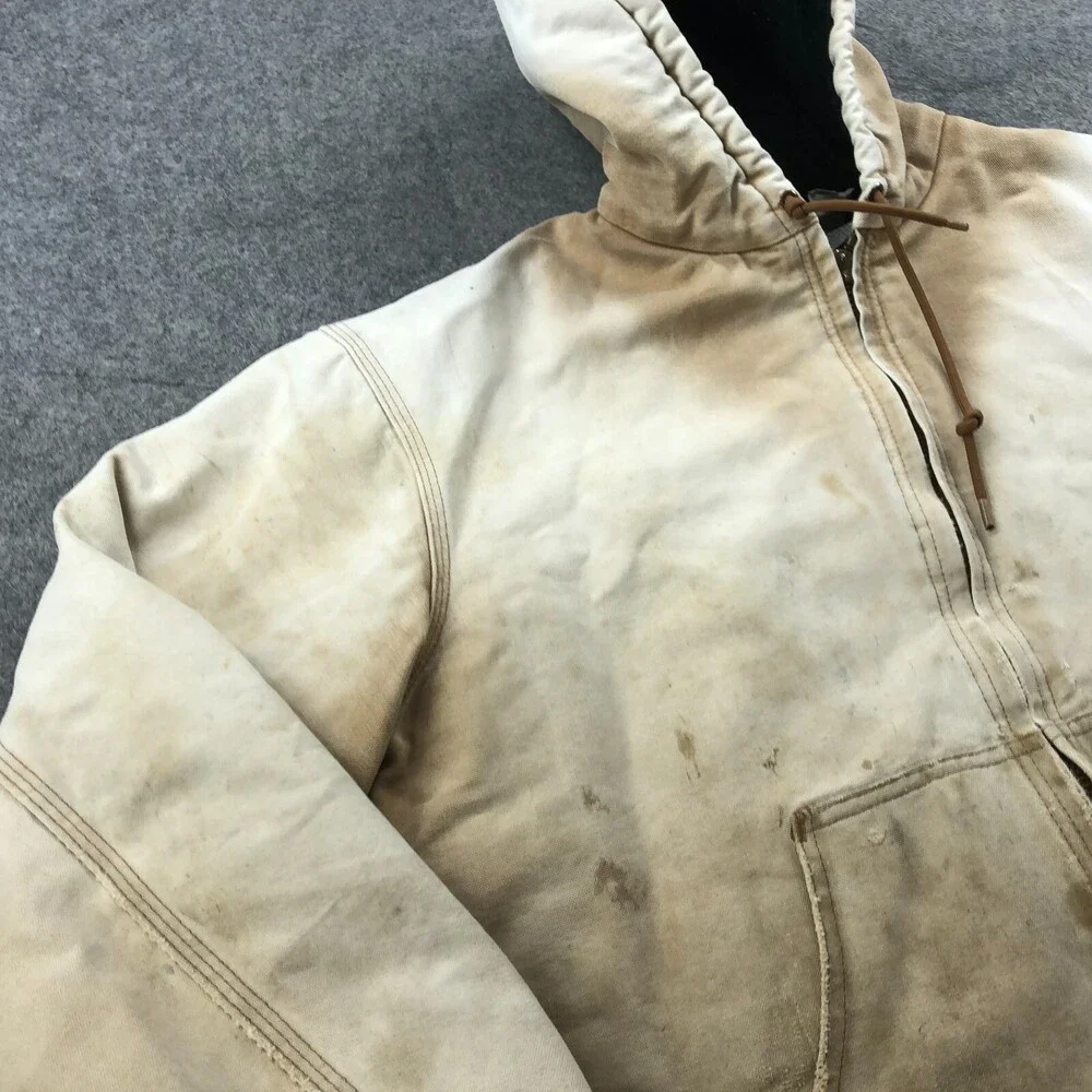 Vintage Carhartt Jacket Mens XL J140 BRN Canvas Worn Distresed Faded Thrashed